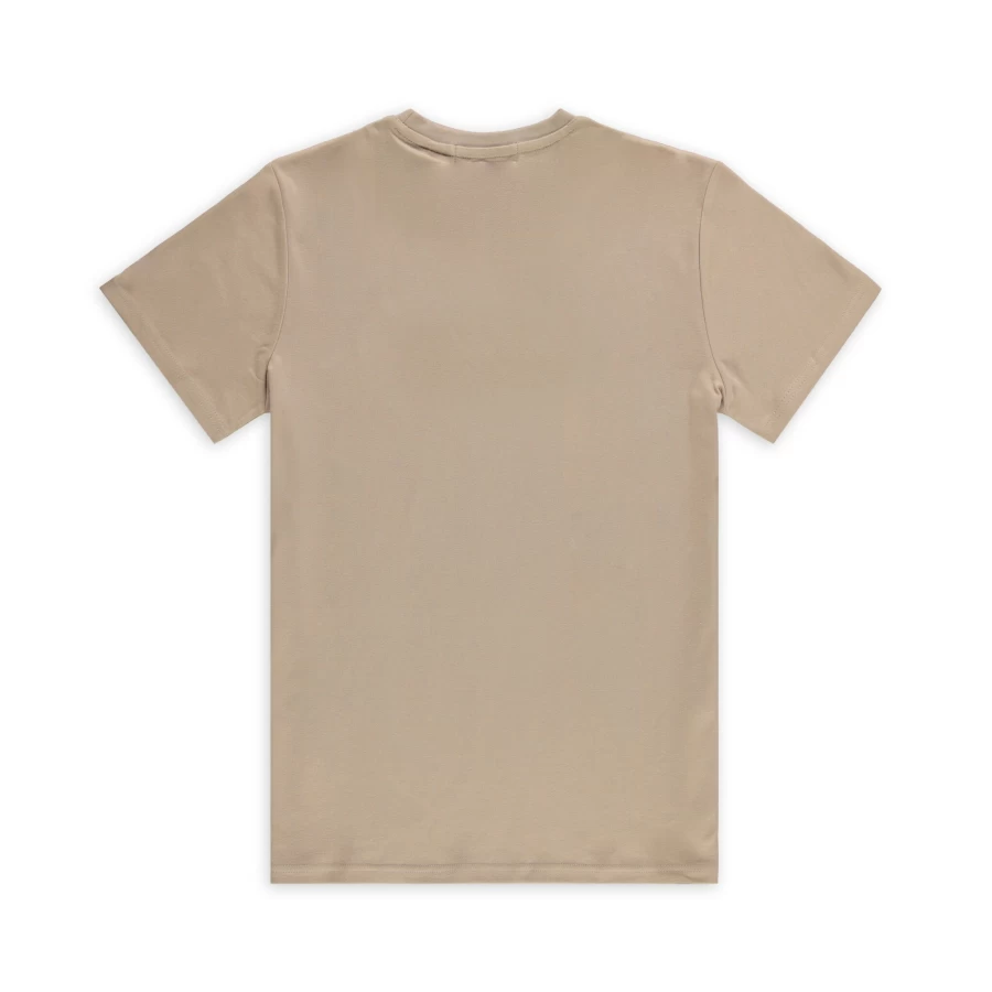 Aspact Taupe Embroidery T-Shirt - Soft Cotton Crewneck Tee with Unique Stitched Design