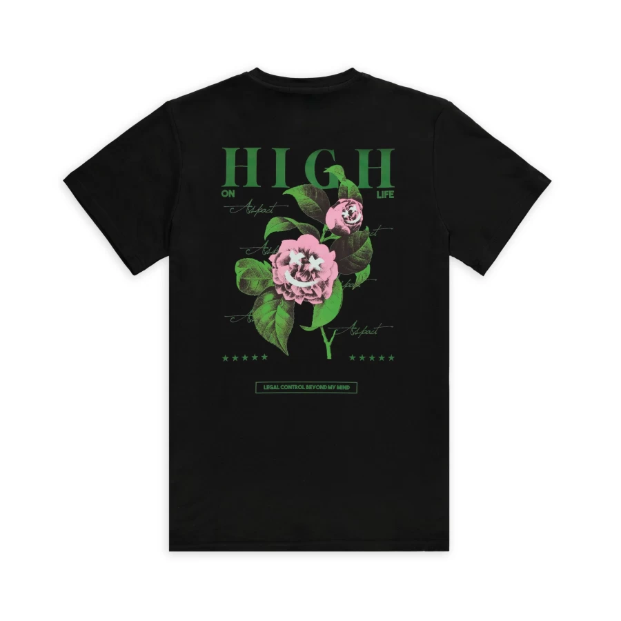 Aspact High On Life Black Graphic T-Shirt for Men and Women