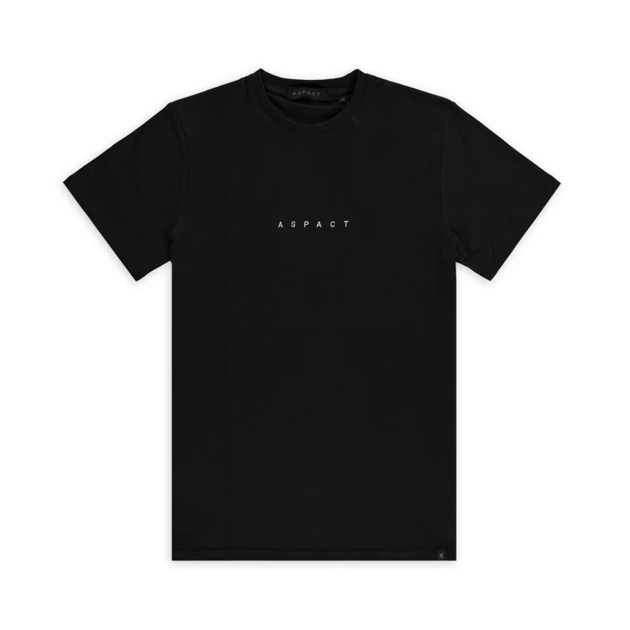 Aspact Black Embroidered T-Shirt - Premium Cotton Men's Tee with Unique Design