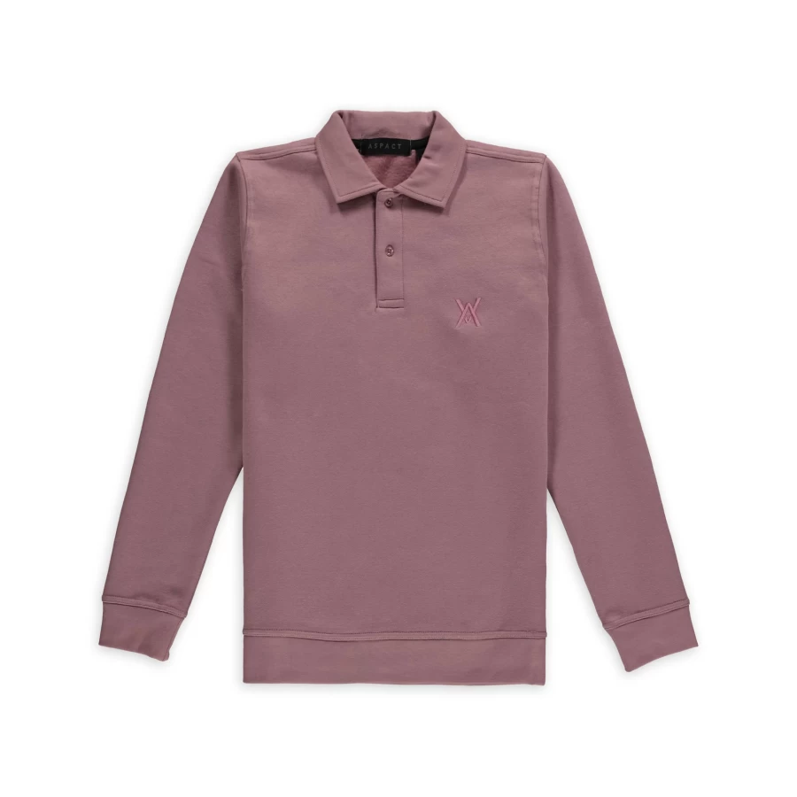 Aspact Premium Elderberry Polo Sweater for Men - Soft Cotton Knit Casual Pullover