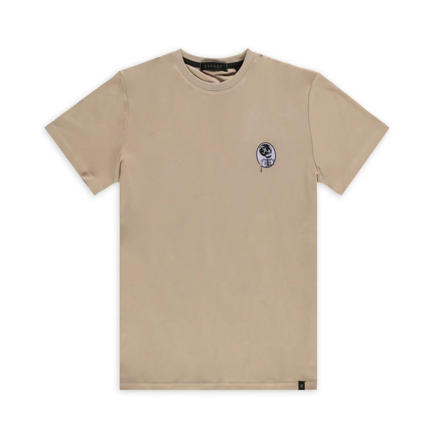 Aspart Skull Portrait Graphic T-Shirt in Taupe - Premium Cotton Streetwear Tee