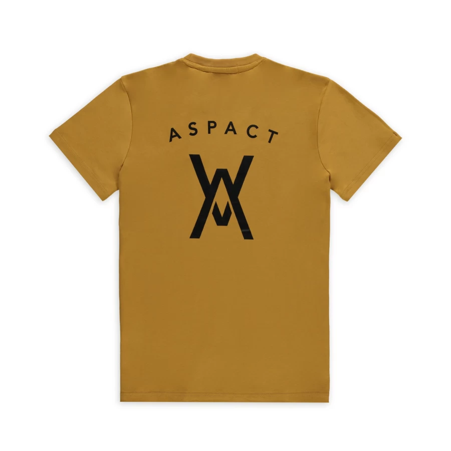 Aspact Honey Color Back Logo T-Shirt for Men - Casual Cotton Tee with Branded Design