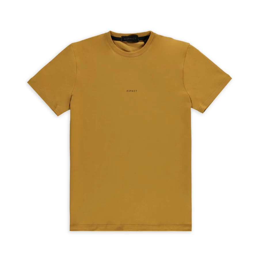 Aspact Honey Color Back Logo T-Shirt for Men - Casual Cotton Tee with Branded Design