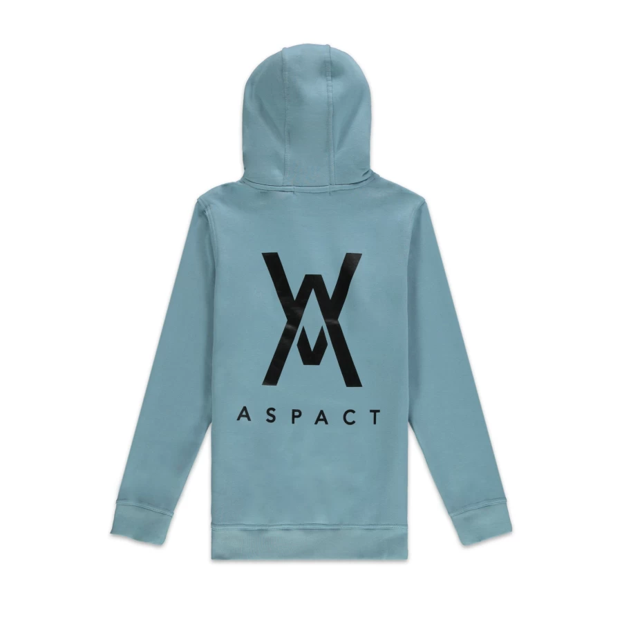 Aspact Light Blue Hoodie with Back Logo - Stylish Men's Pullover Sweatshirt