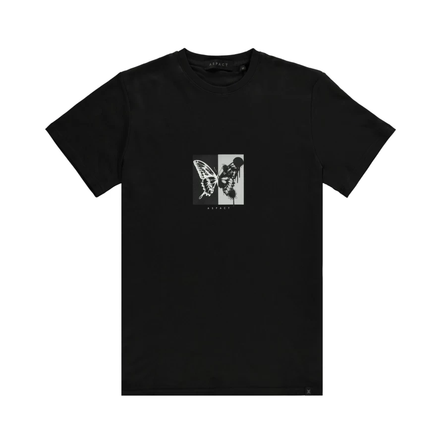 Aspact Black Butterfly Graphic T-Shirt for Men and Women - Soft Cotton Tee with Unique Print