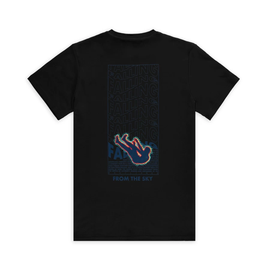 Aspact Black Falling Graphic Tee - Trendy Streetwear T-Shirt for Men & Women
