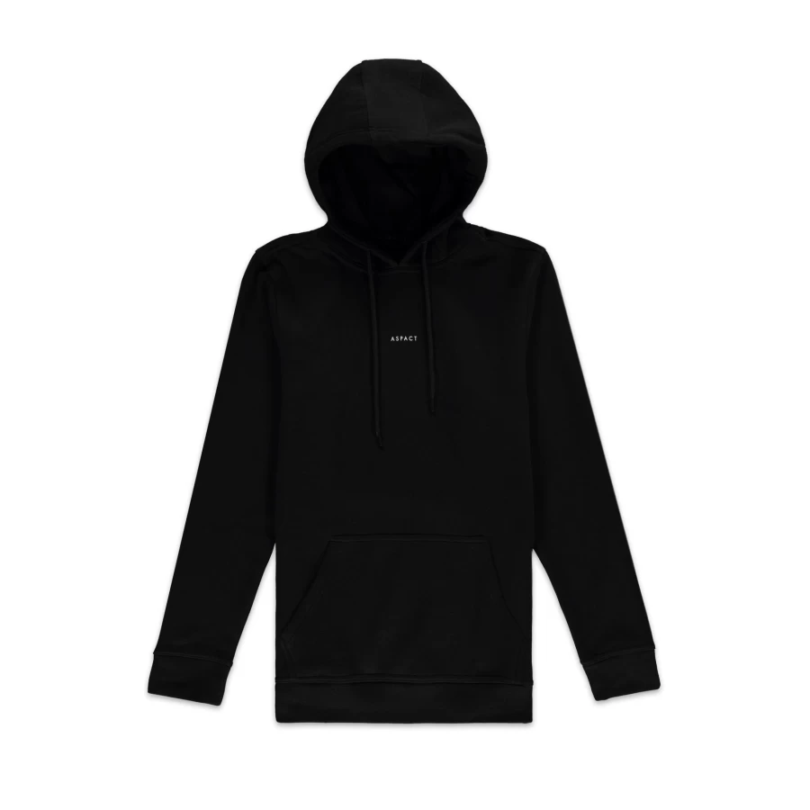 Aspact Black Hoodie with Back Logo - Stylish Men's Pullover Sweatshirt