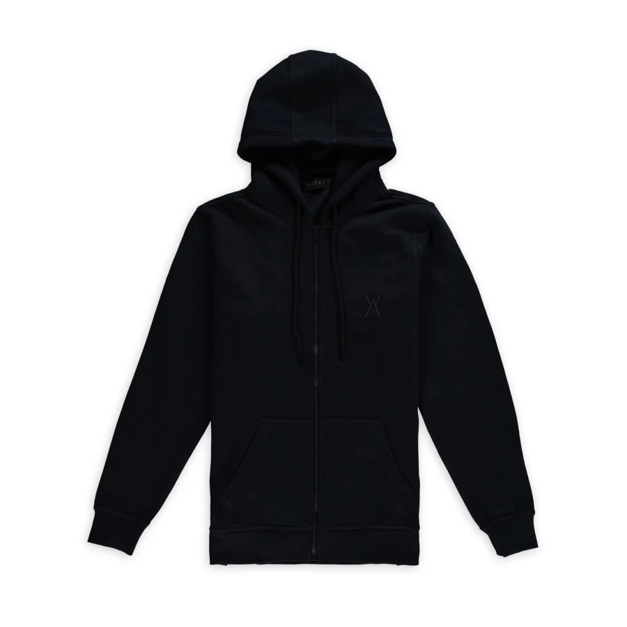 Aspact Navy Zipper Hoodie for Men - Lightweight Fleece Pullover with Full Zip & Pockets