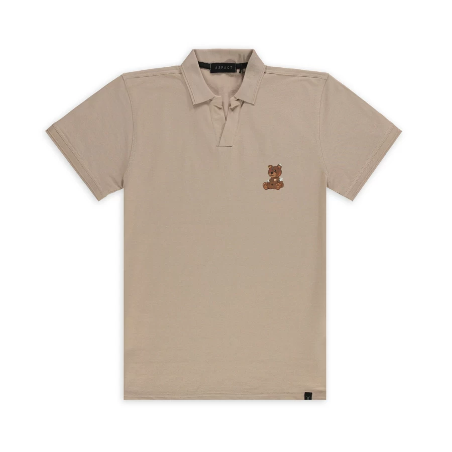 Aspact Teddy Bear Polo Shirt in Taupe - Soft and Comfortable Lost Teddy Design