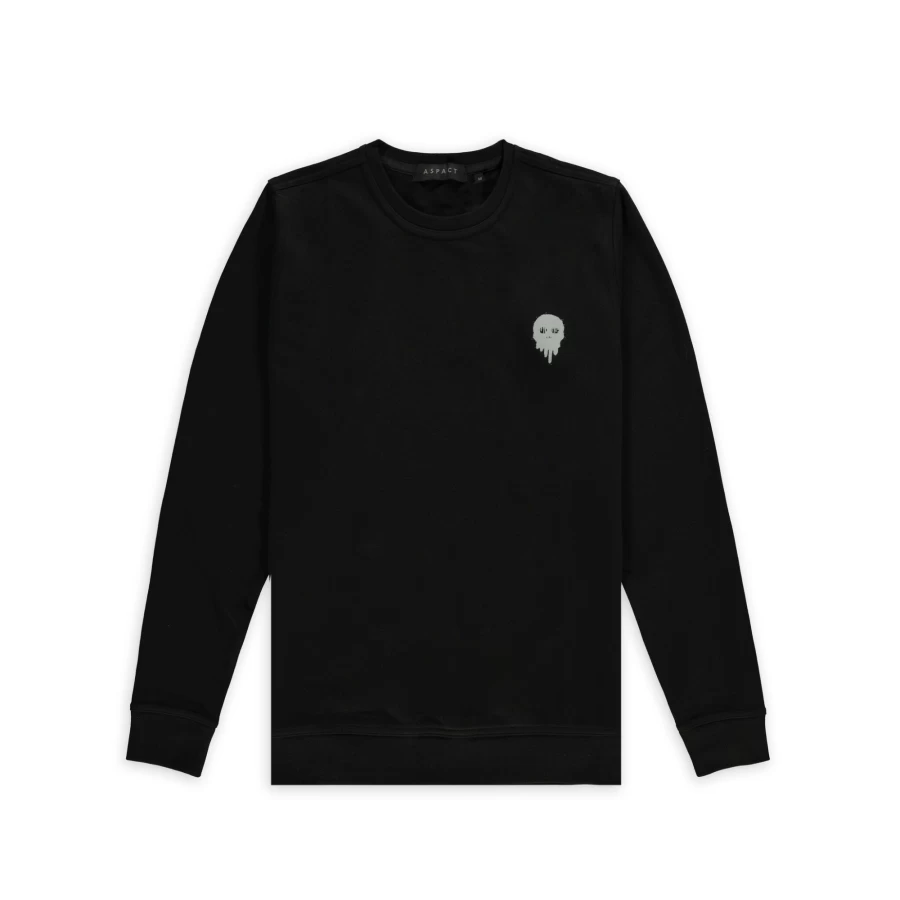 Aspact Skull Print Black Sweater for Men - Gothic Style Pullover