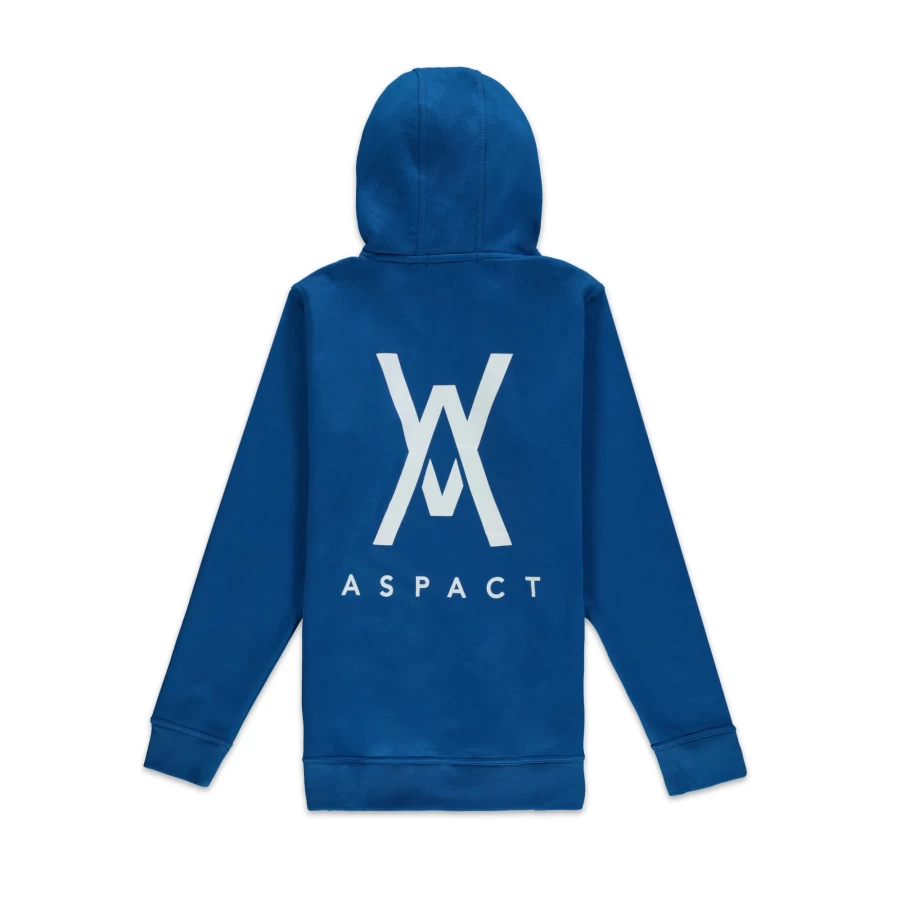 Aspact Classic Blue Hoodie with Back Logo - Men's Casual Pullover Sweatshirt