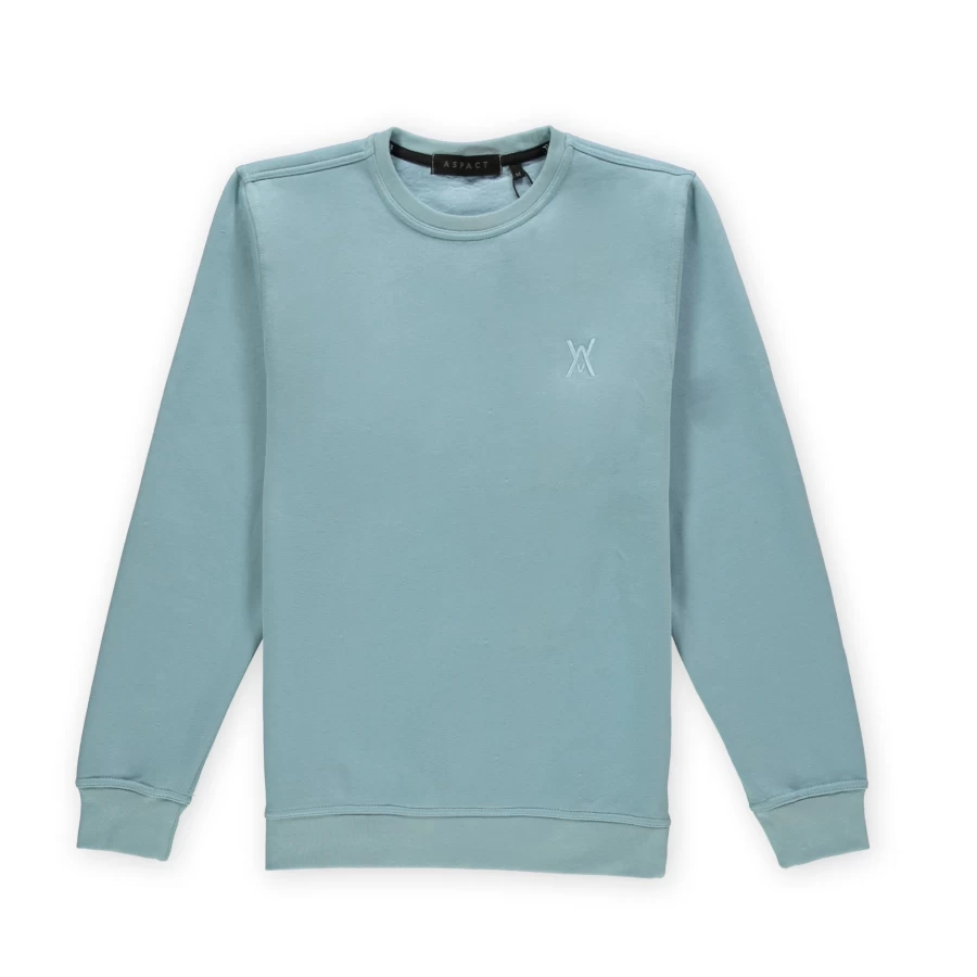 Aspact Ton Sur Ton Logo Crewneck Sweatshirt in Light Blue - Casual Branded Pullover