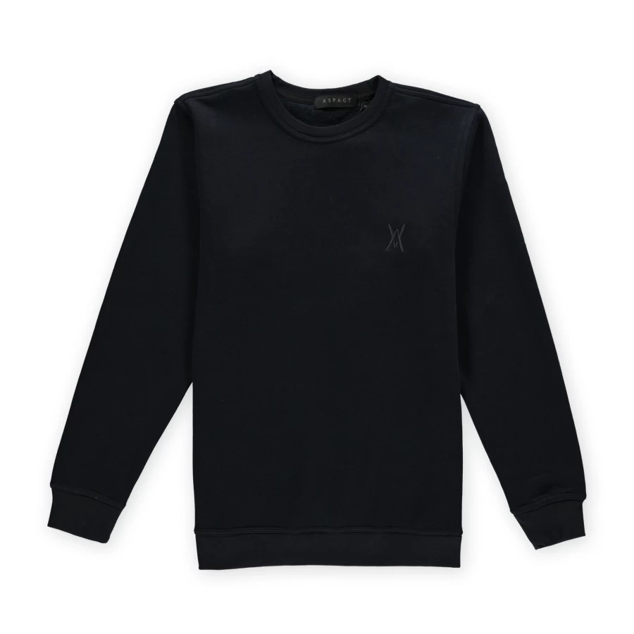 Aspact Navy Ton Sur Ton Logo Embroidered Crewneck Sweatshirt