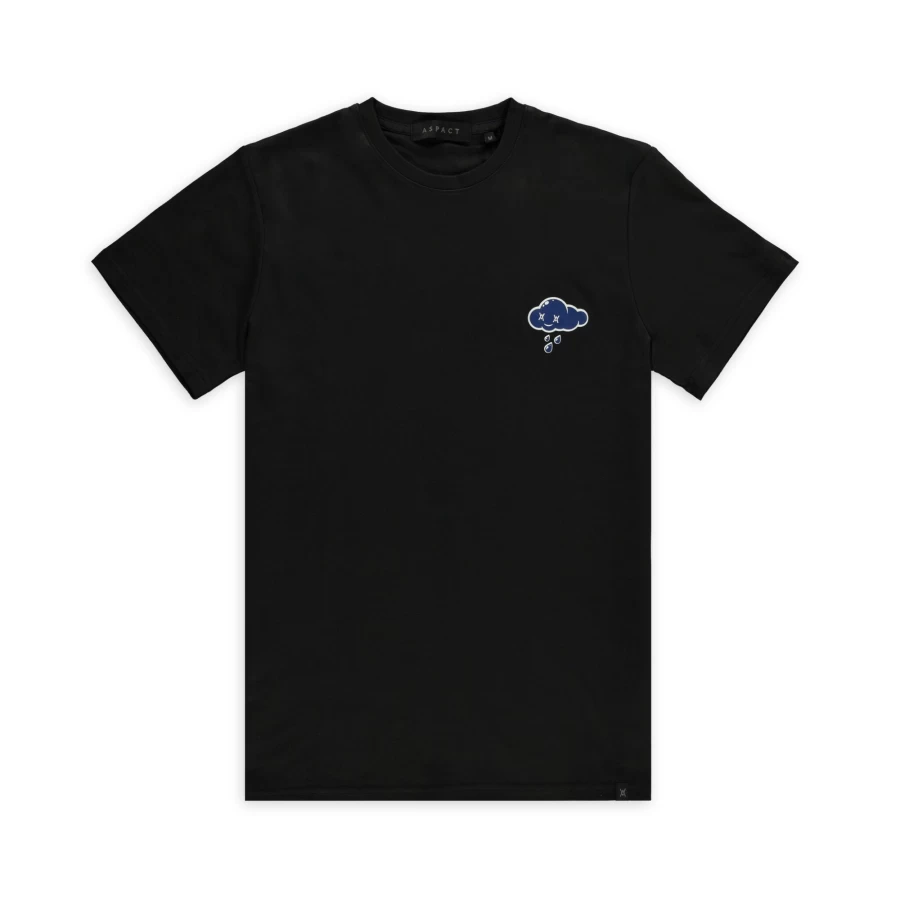 Aspact Happy Cloud Graphic T-Shirt for Men & Women - Soft Cotton Black Tee with Unique Print