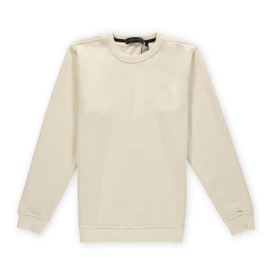 Aspact Ton Sur Ton Logo Crewneck Sand Sweatshirt - Minimalist Design, Comfort Fit, Unisex Pullover