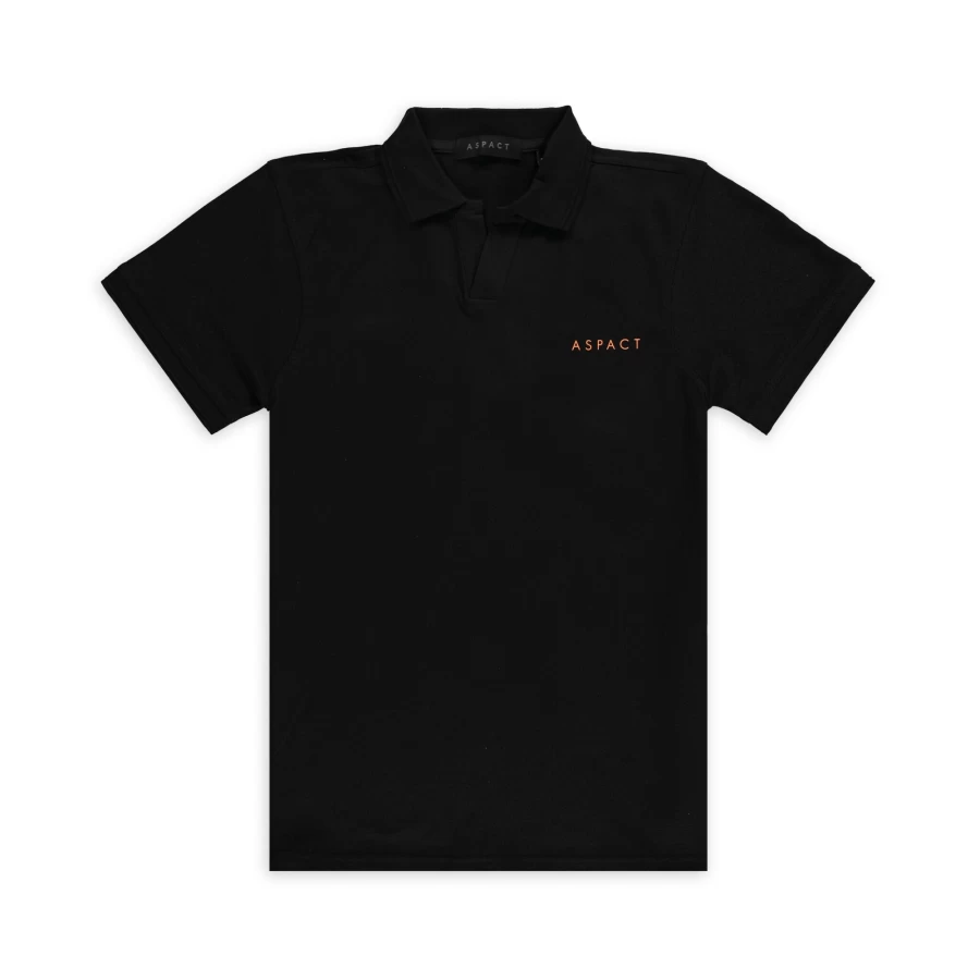 Aspact Men's 3D Textured Polo Shirt - Classic Black Golf & Casual Wear