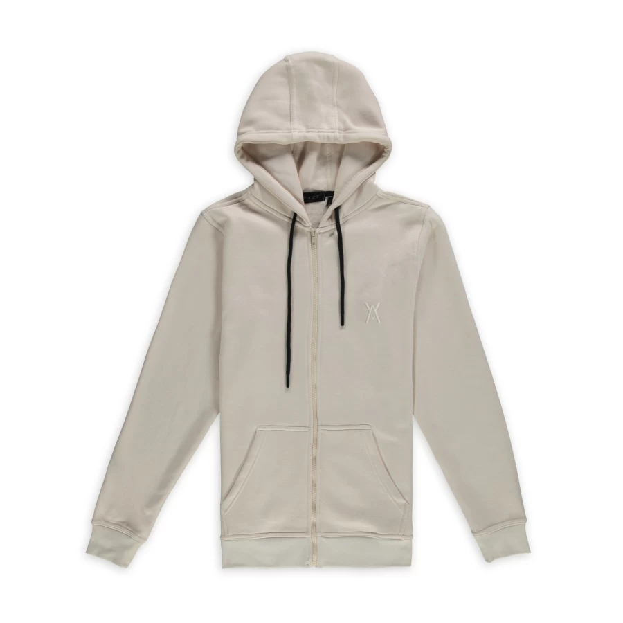 Aspact Sand Color Zipper Hoodie for Men - Lightweight Comfortable Pullover with Front Pockets