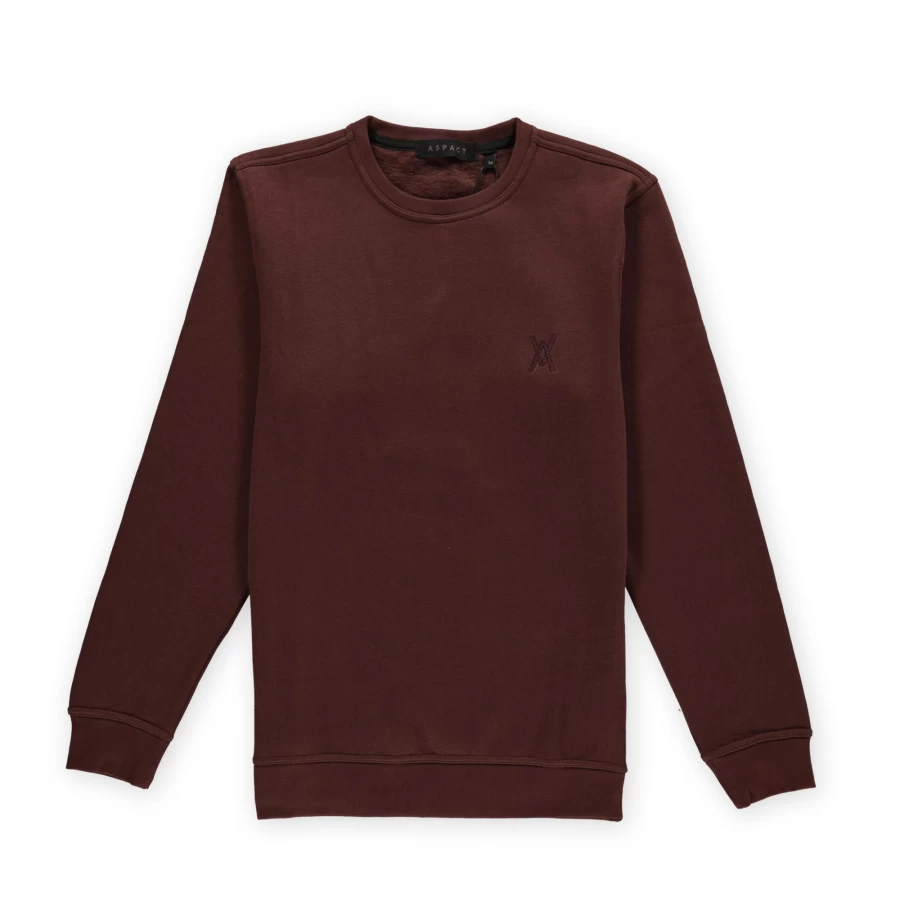 Aspart Ton Sur Ton Embroidered Logo Crewneck Sweatshirt in Brown - Casual Comfort Fit Men's Pullover