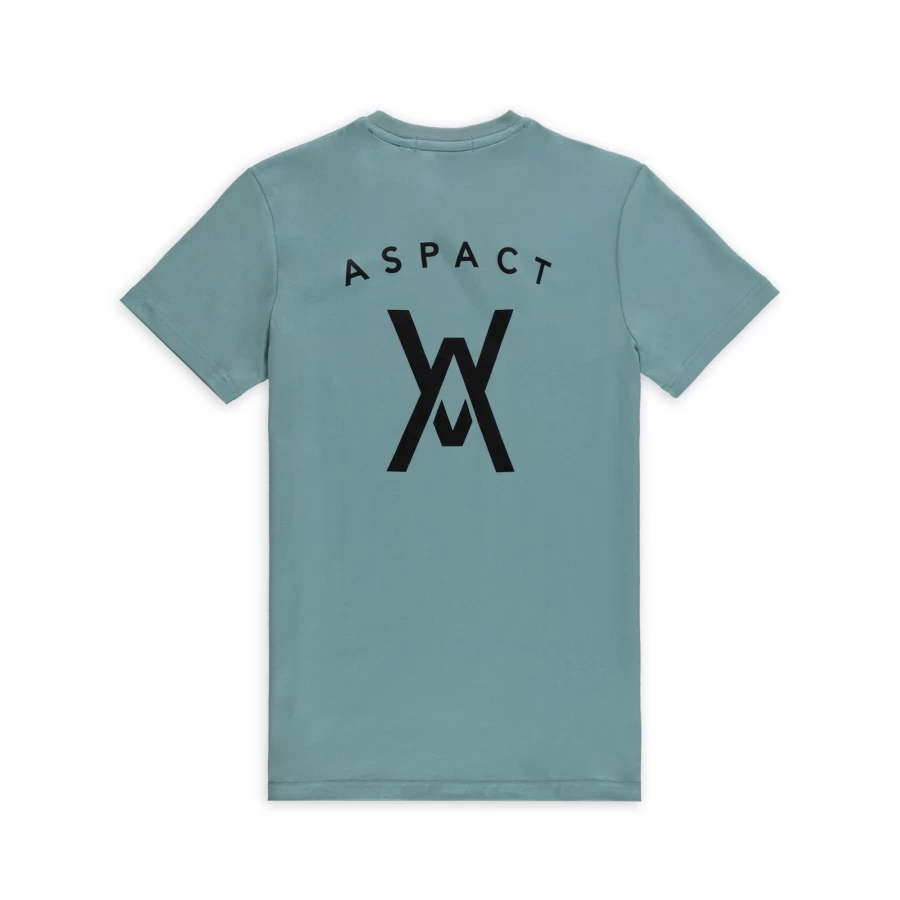 Aspact Light Blue Back Logo T-Shirt for Men - Casual Cotton Tee with Branded Design
