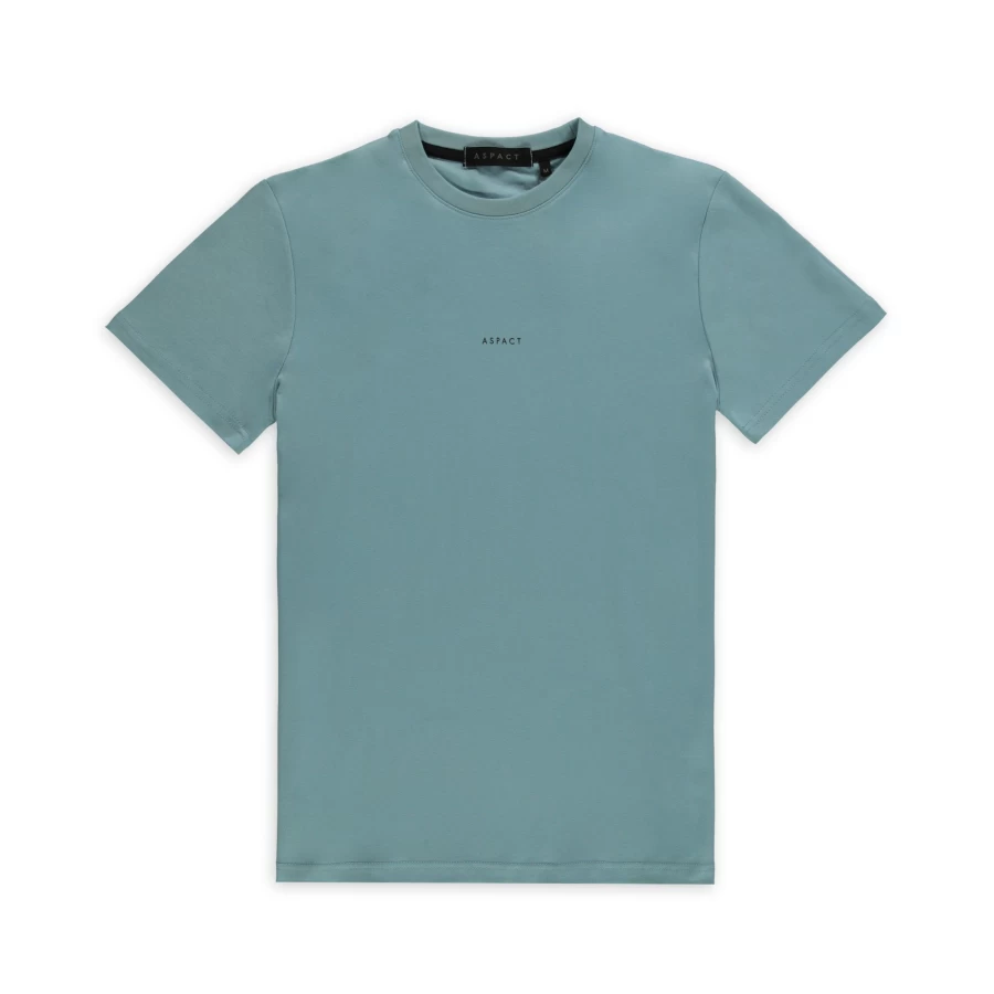 Aspact Light Blue Back Logo T-Shirt for Men - Casual Cotton Tee with Branded Design
