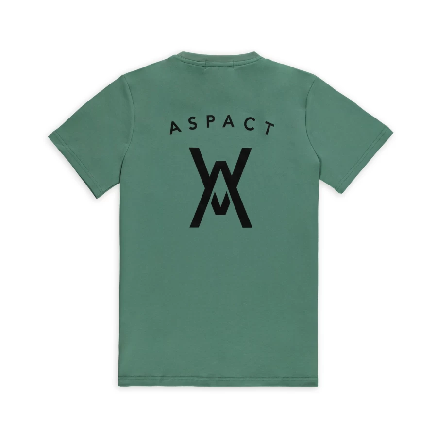Aspact Beryl Green Back Logo T-Shirt - Casual Cotton Tee with Branded Design